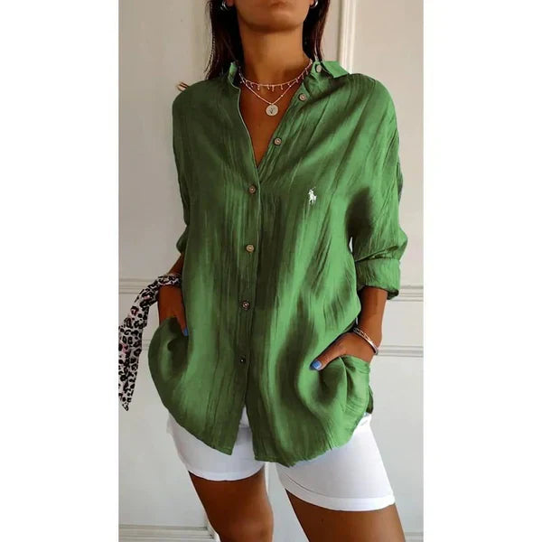 Camicia classica da donna RL con colletto morbido e bottoni