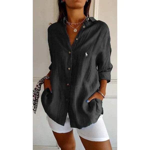 Camicia classica da donna RL con colletto morbido e bottoni