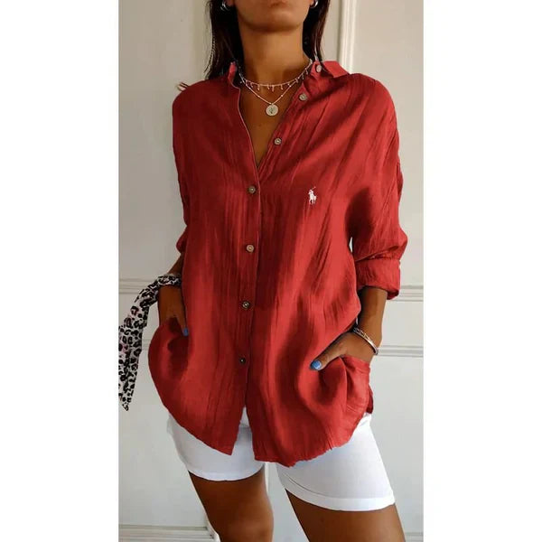 Camicia classica da donna RL con colletto morbido e bottoni