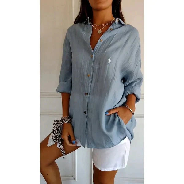 Camicia classica da donna RL con colletto morbido e bottoni