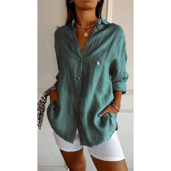 Camicia classica da donna RL con colletto morbido e bottoni